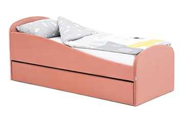 Мягкая кровать с ящиком Letmo пудровый (велюр) в Липецке