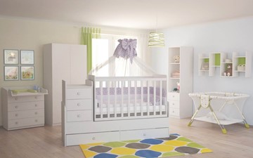 Кровать для новорожденных с комодом POLINI Kids Simple 1100 Белый в Липецке - предосмотр 4