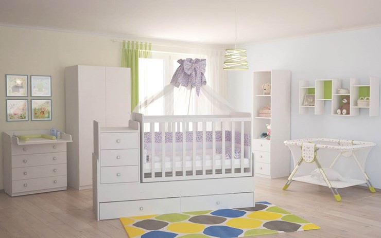 Кровать для новорожденных с комодом POLINI Kids Simple 1100 Белый в Липецке - изображение 4