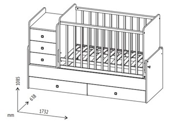 Кровать для новорожденных с комодом POLINI Kids Simple 1100 Белый в Липецке - предосмотр 7