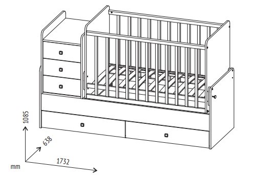 Кровать для новорожденных с комодом POLINI Kids Simple 1100 Белый в Липецке - изображение 7