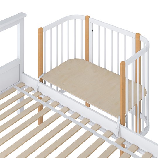 Кроватка приставная POLINI Kids Simple 105 Белый / Бук в Липецке - изображение 3