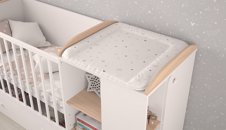 Детская кровать-трансформер с комодом POLINI Kids Ameli 800 Белый / Дуб пастельный, серия AMELI в Липецке - изображение 4