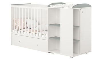 Детская кровать с комодом POLINI Kids Ameli 800 Белый / Серый, серия AMELI в Липецке - предосмотр 1