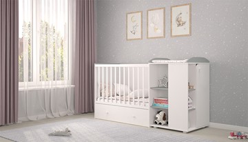 Детская кровать с комодом POLINI Kids Ameli 800 Белый / Серый, серия AMELI в Липецке - предосмотр 2