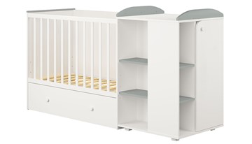 Детская кровать с комодом POLINI Kids Ameli 800 Белый / Серый, серия AMELI в Липецке - предосмотр