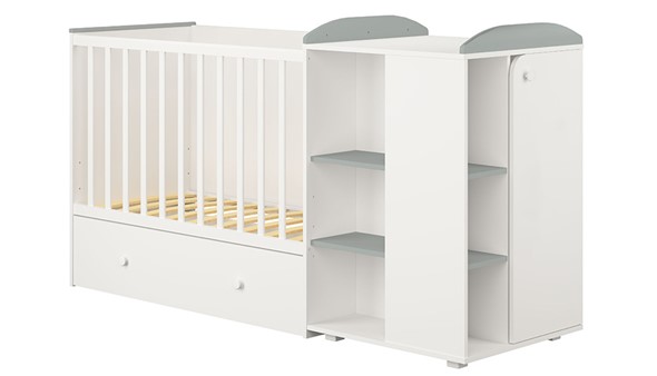 Детская кровать с комодом POLINI Kids Ameli 800 Белый / Серый, серия AMELI в Липецке - изображение