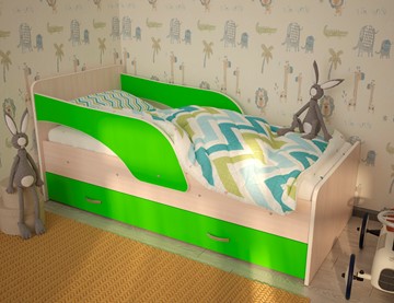 Детская кровать Максимка, корпус Млечный дуб, фасад Салатовый в Липецке - предосмотр
