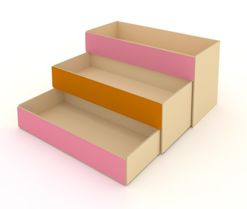 Кровать в детскую 3-х уровневая КД-3, Беж + Розовый + Оранжевый в Липецке - изображение