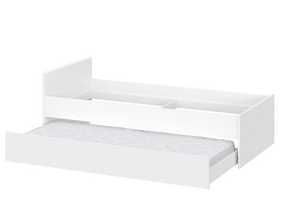 Выкатная кровать для детей Токио, белый текстурный (одинарная (0,9х2,0) + выкатная) в Липецке - изображение