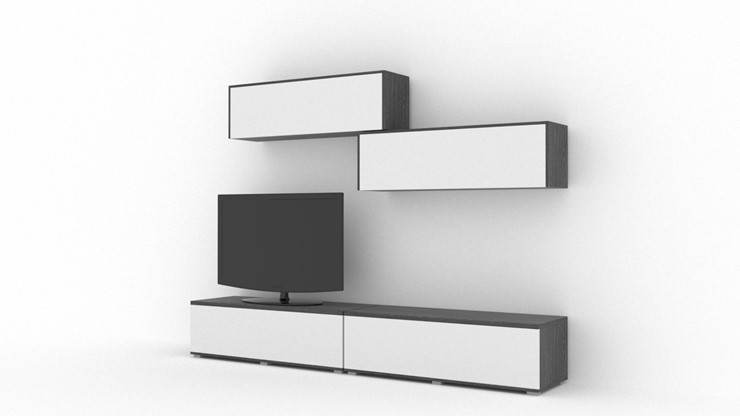 Гостиный гарнитур Куб (Cube), цвет Белый софт, Черный ясень в Липецке - изображение 1