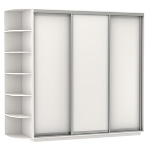 Шкаф 3-х дверный Экспресс (ДСП), со стеллажом 2100х600х2200, белый снег в Липецке