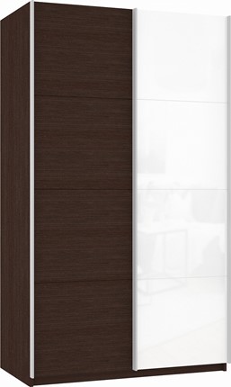 Шкаф 2-дверный Прайм (ДСП/Белое стекло) 1200x570x2300, венге в Липецке - изображение
