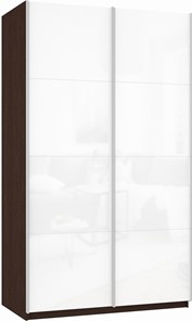 Шкаф Прайм (Белое стекло/Белое стекло) 1200x570x2300, венге в Липецке