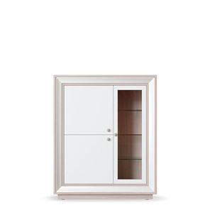 шкаф 3-х дверный (1 стеклодверь) низкий Прато 1179, Ясень светлый \ жемчуг в Липецке