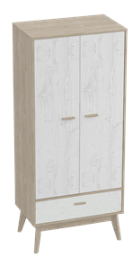 Шкаф для одежды Калгари, Дуб натуральный светлый/Белый матовый в Липецке