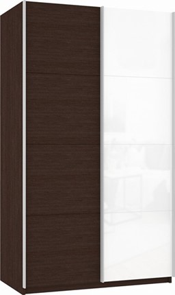 Шкаф 2-створчатый Прайм (ДСП/Белое стекло) 1600x570x2300, венге в Липецке - изображение
