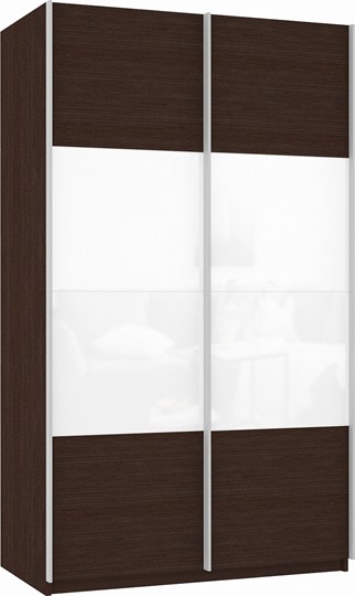 Шкаф 2-дверный Прайм (ДСП/Белое стекло) 1200x570x2300, венге в Липецке - изображение 2