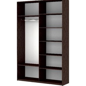 Шкаф 2-дверный Прайм (Зеркало/Белое стекло) 1600x570x2300, венге в Липецке - предосмотр 1