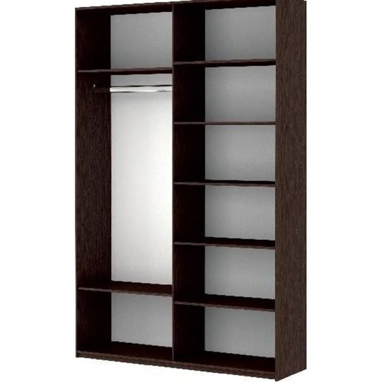 Шкаф 2-дверный Прайм (Зеркало/Белое стекло) 1600x570x2300, венге в Липецке - изображение 1