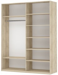 Шкаф 2-х створчатый Прайм (ДСП/Зеркало) 1600x570x2300, белый снег в Липецке - изображение 1
