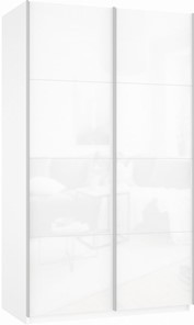 Шкаф Прайм (Белое стекло/Белое стекло) 1400x570x2300, белый снег в Липецке - предосмотр