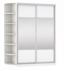 Шкаф 2-дверный Экспресс (Комби), со стеллажом 1500x600x2400, белый снег в Липецке