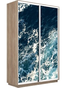 Шкаф 2-х створчатый Экспресс 1400x600x2400, Морские волны/дуб сонома в Липецке