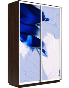 Шкаф Экспресс 1600x450x2200, Абстракция бело-голубая/венге в Липецке