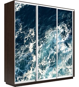 Шкаф 3-створчатый Экспресс 1800х450х2200, Морские волны/венге в Липецке