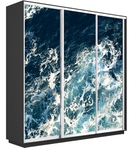 Шкаф 3-х створчатый Экспресс 1800х600х2200, Морские волны/серый диамант в Липецке