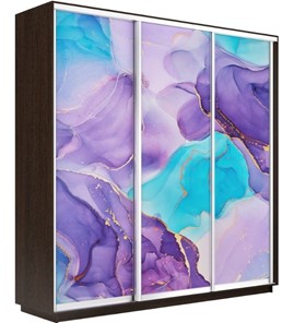 Шкаф 3-х створчатый Экспресс 2400х450х2200, Абстракция фиолетовая/венге в Липецке