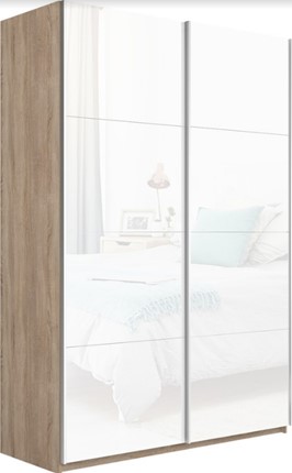 Шкаф 2-створчатый Прайм (Белое стекло/Белое стекло) 1400x570x2300, дуб сонома в Липецке - изображение