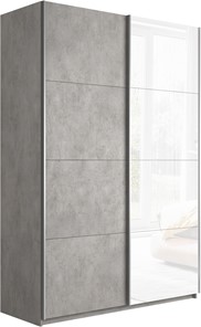 Шкаф 2-дверный Прайм (ДСП/Белое стекло) 1400x570x2300, бетон в Липецке