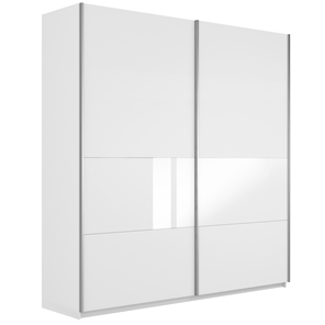 Шкаф Широкий Прайм (ДСП / Белое стекло) 2200x570x2300, Белый снег в Липецке