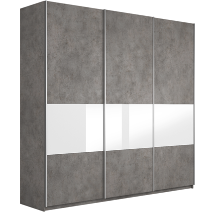 Шкаф Широкий Прайм (ДСП / Белое стекло) 2400x570x2300, Бетон в Липецке - изображение