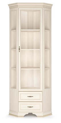 Угловой шкаф-витрина Сиена, Бодега белый / патина золото в Липецке - изображение