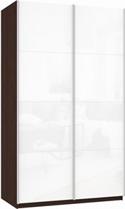 Шкаф Прайм (Белое стекло/Белое стекло) 1400x570x2300, венге в Липецке - предосмотр