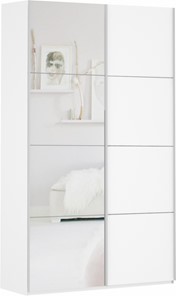 Шкаф двухдверный Прайм (ДСП/Зеркало) 1200x570x2300, белый снег в Липецке