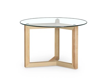 Столик круглый Оникс-8, Натуральный массив/Прозрачное стекло в Липецке