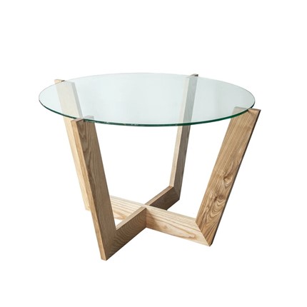 Круглый столик Оникс-10, Натуральный массив/Прозрачное стекло в Липецке - изображение