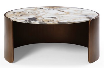 Круглый столик CT3095CL (D90) белая керамика /бронзовый в Липецке