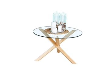 Журнальный столик Оникс-3, Натуральный массив/Прозрачное стекло в Липецке - предосмотр 1