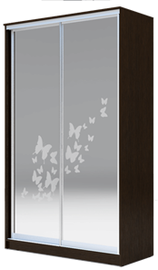 Шкаф 2-х дверный 2400х1500х420 два зеркала, "Бабочки" ХИТ 24-4-15-66-05 Венге Аруба в Липецке