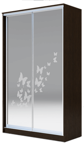 Шкаф 2-х створчатый 2300х1682х420 два зеркала, "Бабочки" ХИТ 23-4-17-66-05 Венге Аруба в Липецке