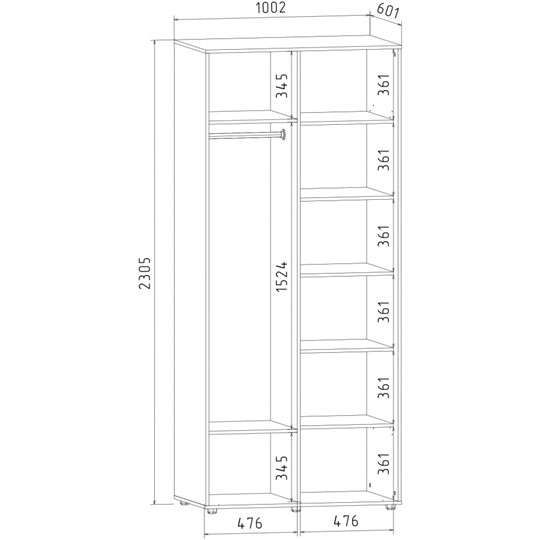 Шкаф 2-х дверный Акцент-Лайт 2-Д 2303х1000х600, Венге в Липецке - изображение 1