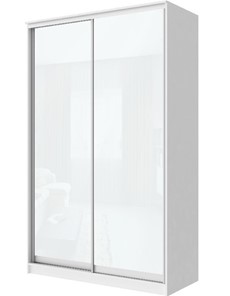 Шкаф 2-х створчатый Хит-22-14-22 с цветным стеклом, белое №10, Белый корпус в Липецке