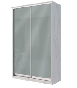 Шкаф 2-х дверный Хит-22-4-12/2-22 с цветным стеклом, средне-серый 074, Дуб крафт белый в Липецке