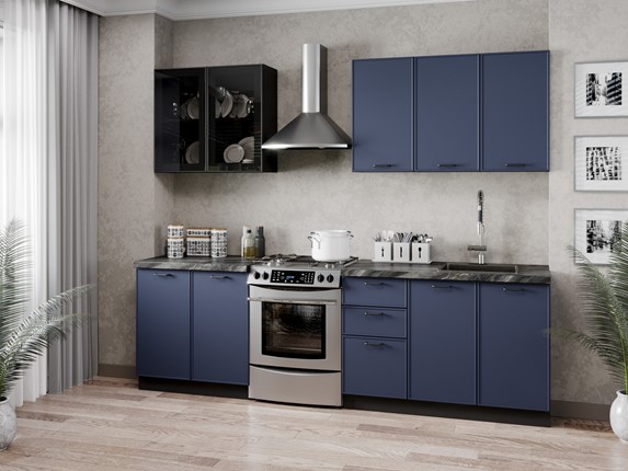 Модульный кухонный гарнитур 2600 Индиго, Черный/Темно-синий в Липецке - изображение