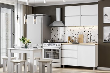 Кухонный гарнитур Токио 1200, белый текстурный/белый текстурный/тростник в Липецке
